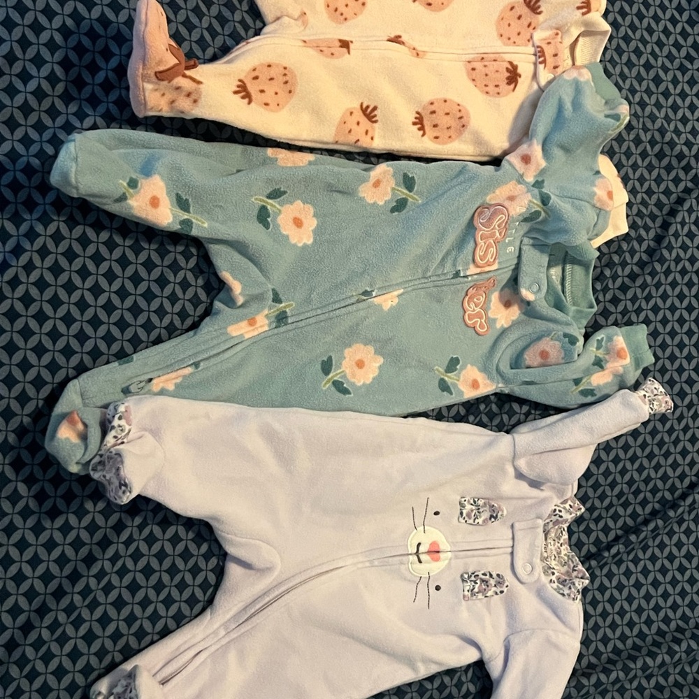 Carter's Blue and Pink Footies One Pieces